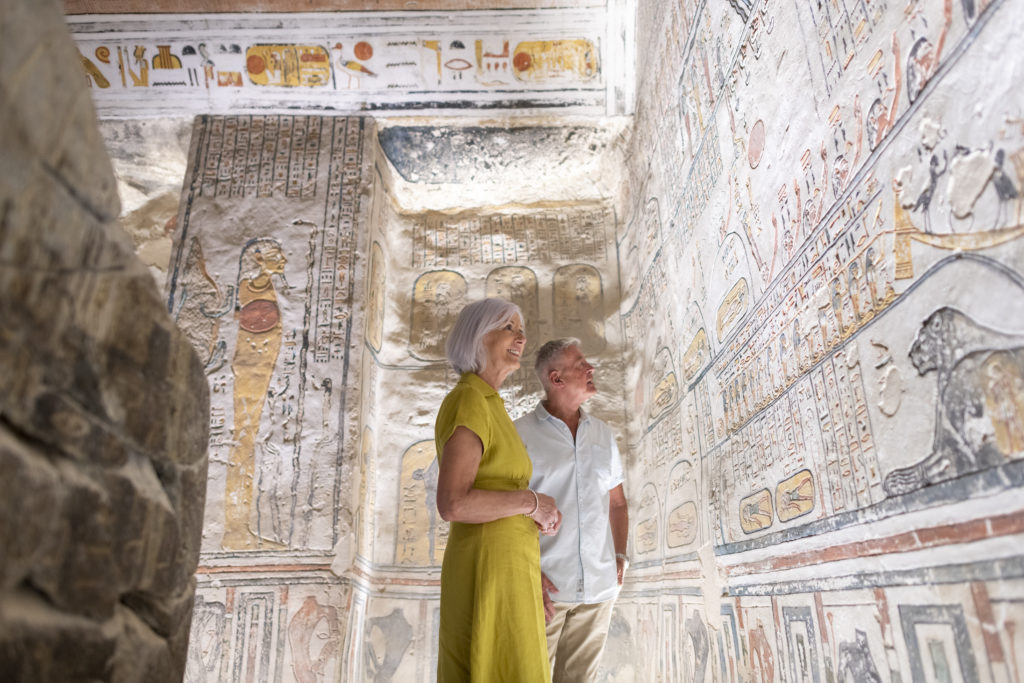 A couple exploring the Temple of Luxor