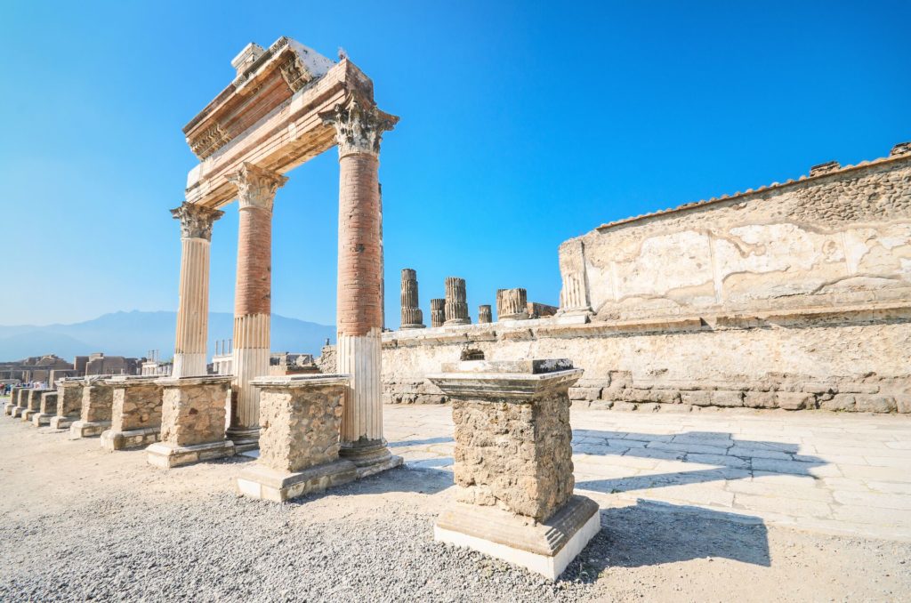 Ancient ruins of Pompei show the historical nostalgia of luxury destination Italy