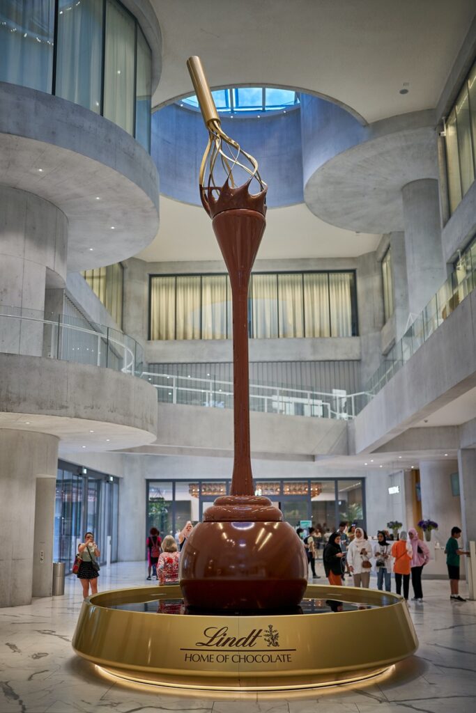 chocolate fountain at Home of Lindt Zurich