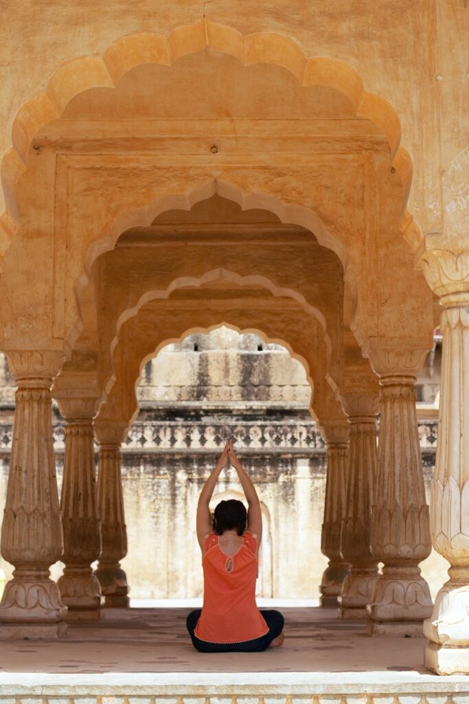 woman practising yoga in India