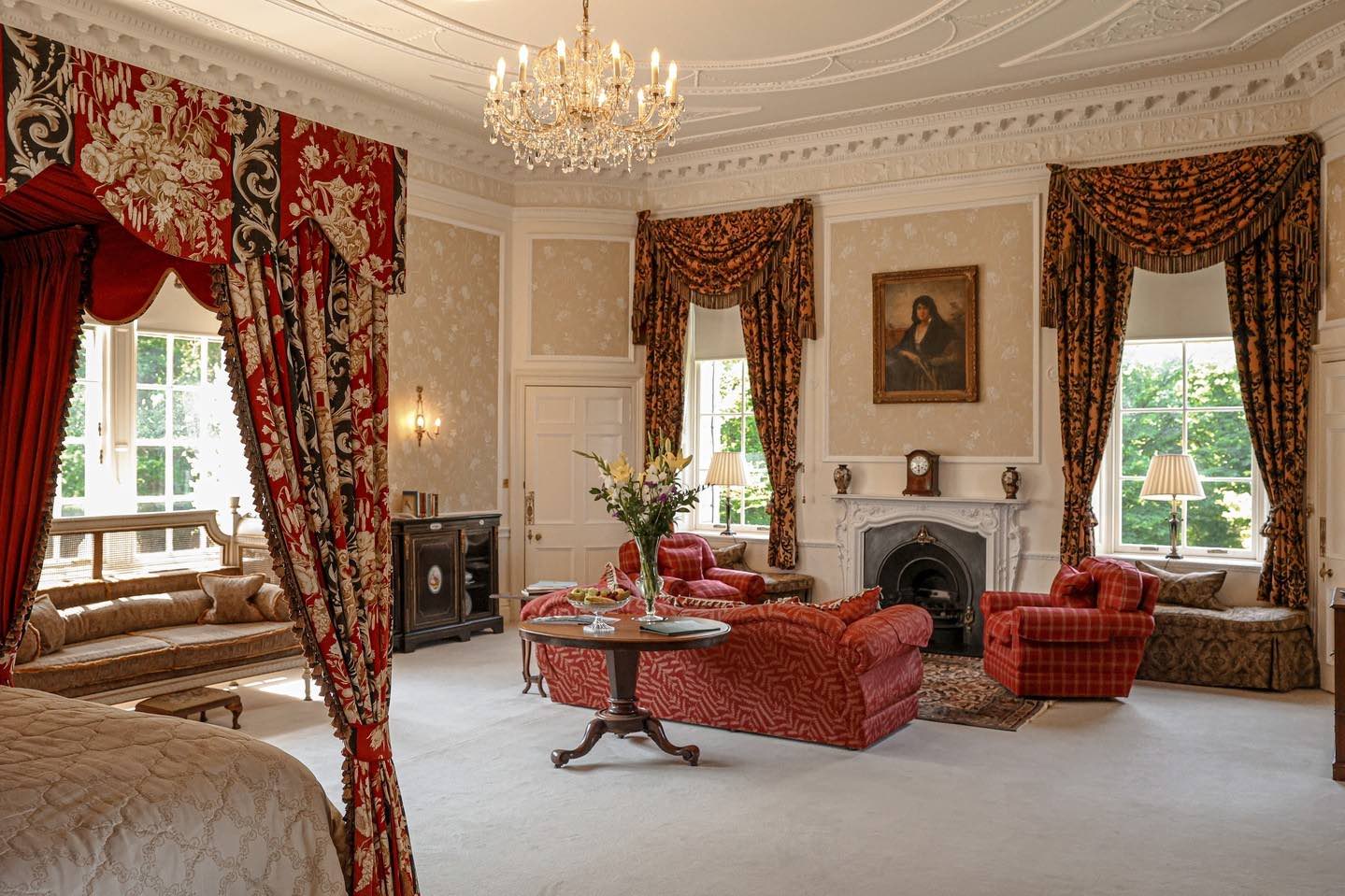 Interior of hotel room at Glenapp Castle, Scotland 