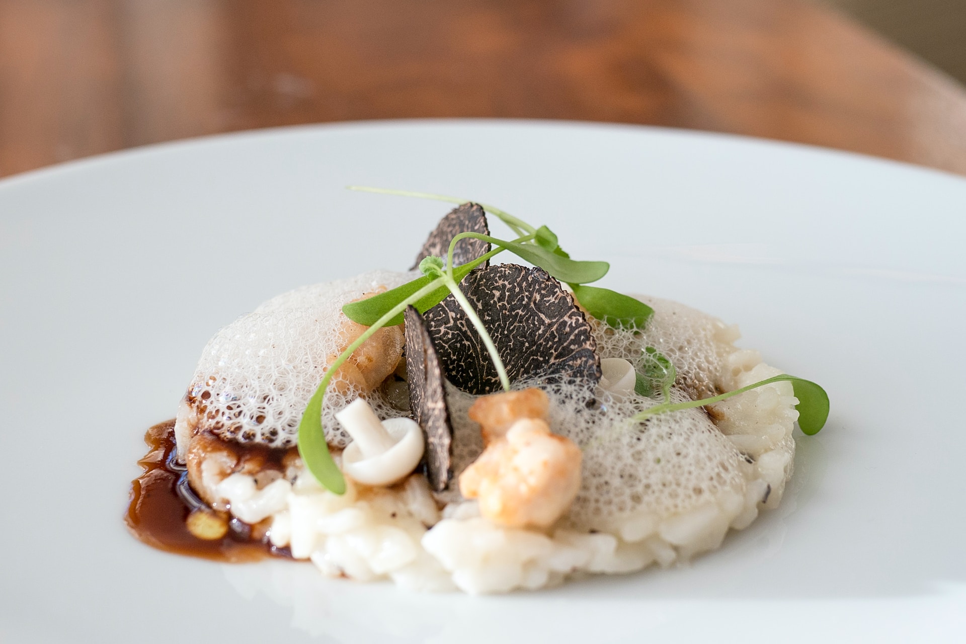 Aged Carnaroli Rice Risotto, Crispy Sweetbreads, Burgundy Truffle, Pickled Mushrooms