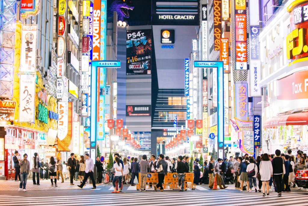 A sea of neon signs and lights in Tokyo, Japan