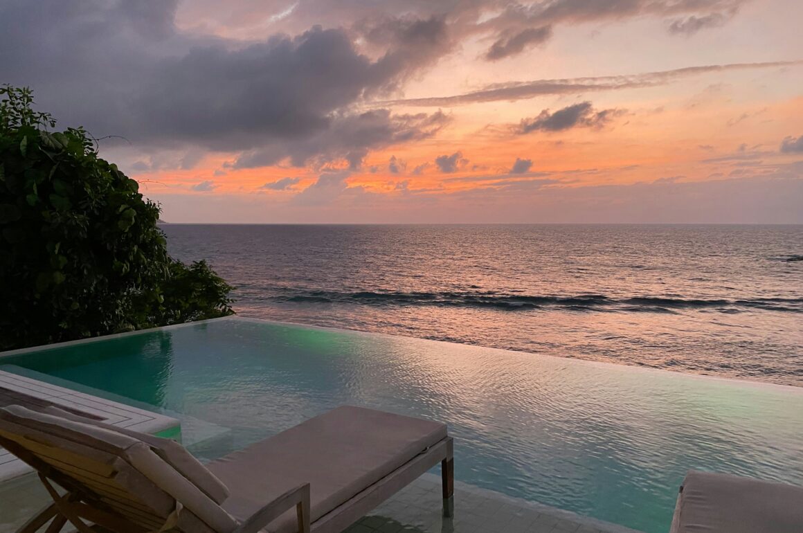 seascape and sunset hour in Victoria, Seychelles