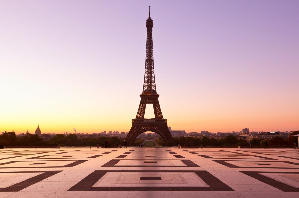 Esplanade du Trocadero, Paris with Eiffel Tower in the background.